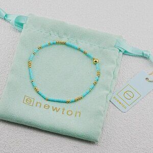🆕✨Enewton Aquamarine Glass Tube & Gold Bead Bracelet